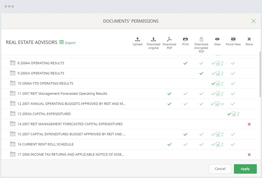 Document permissions in VDR